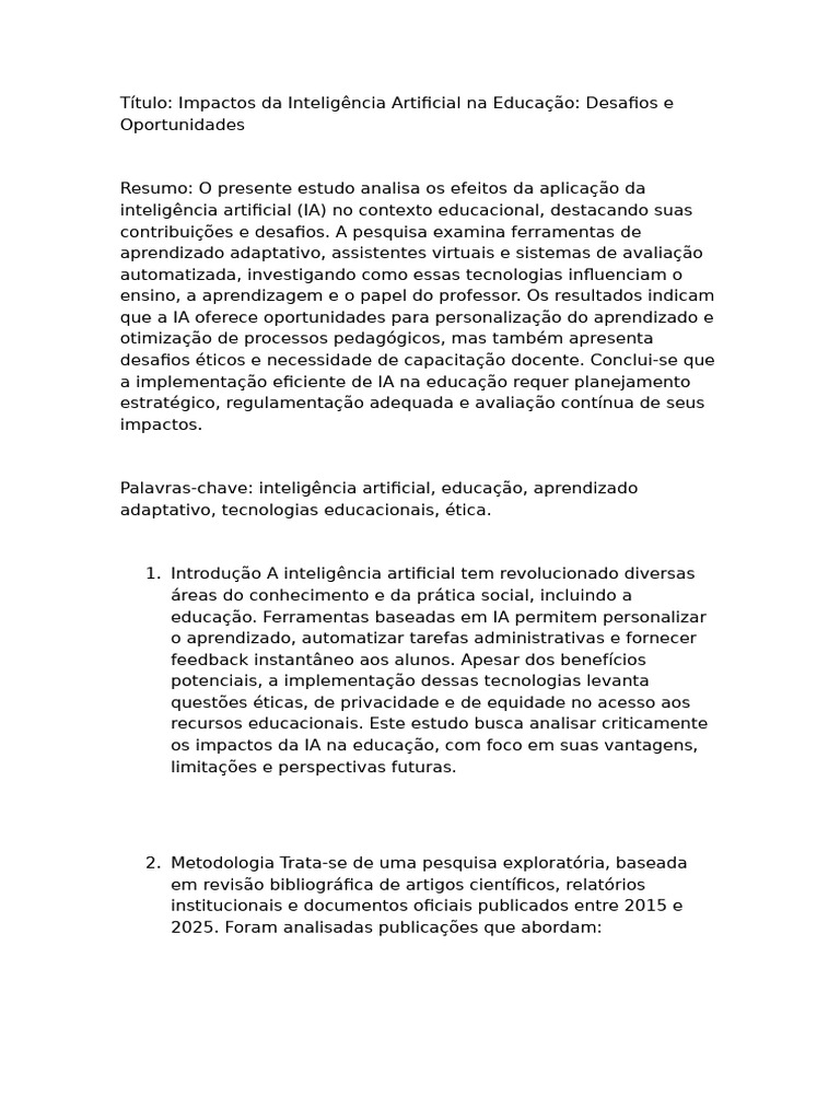 IA na Educação: Desafios e Oportunidades | PDF | Inteligência ...