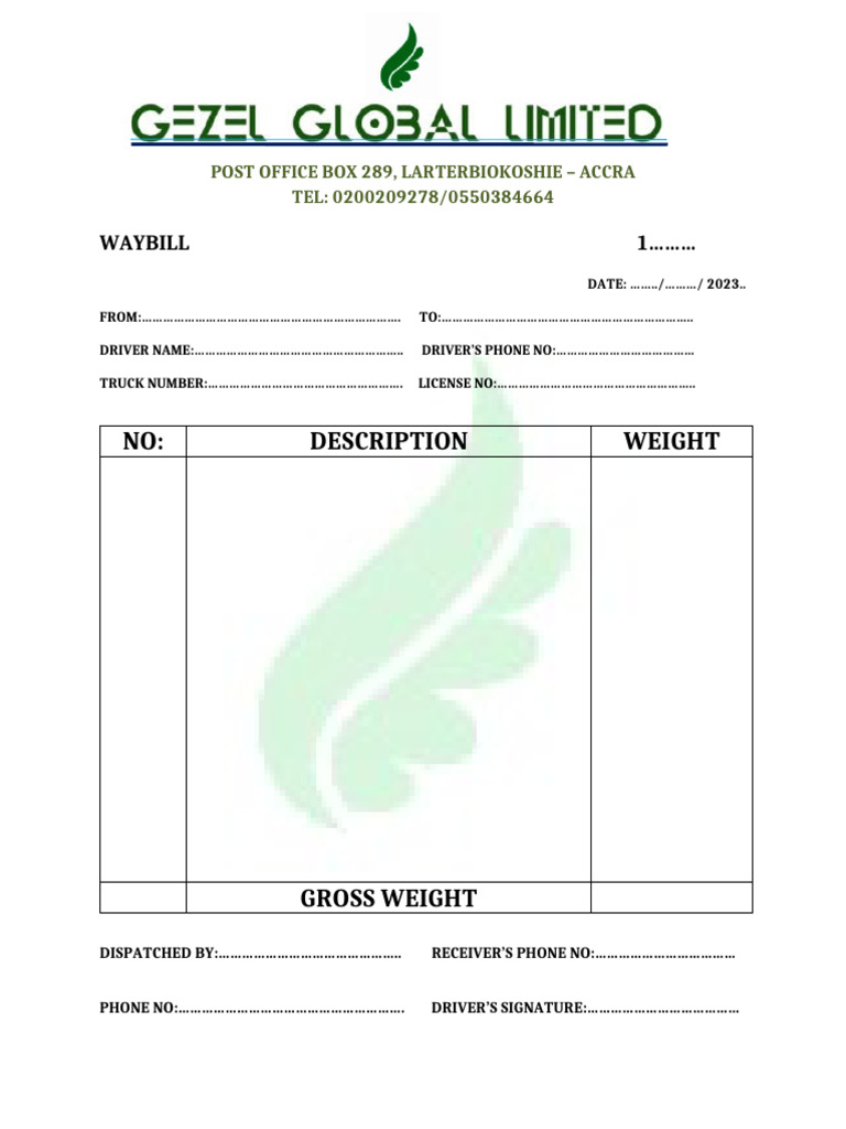 Waybill Document Template | PDF