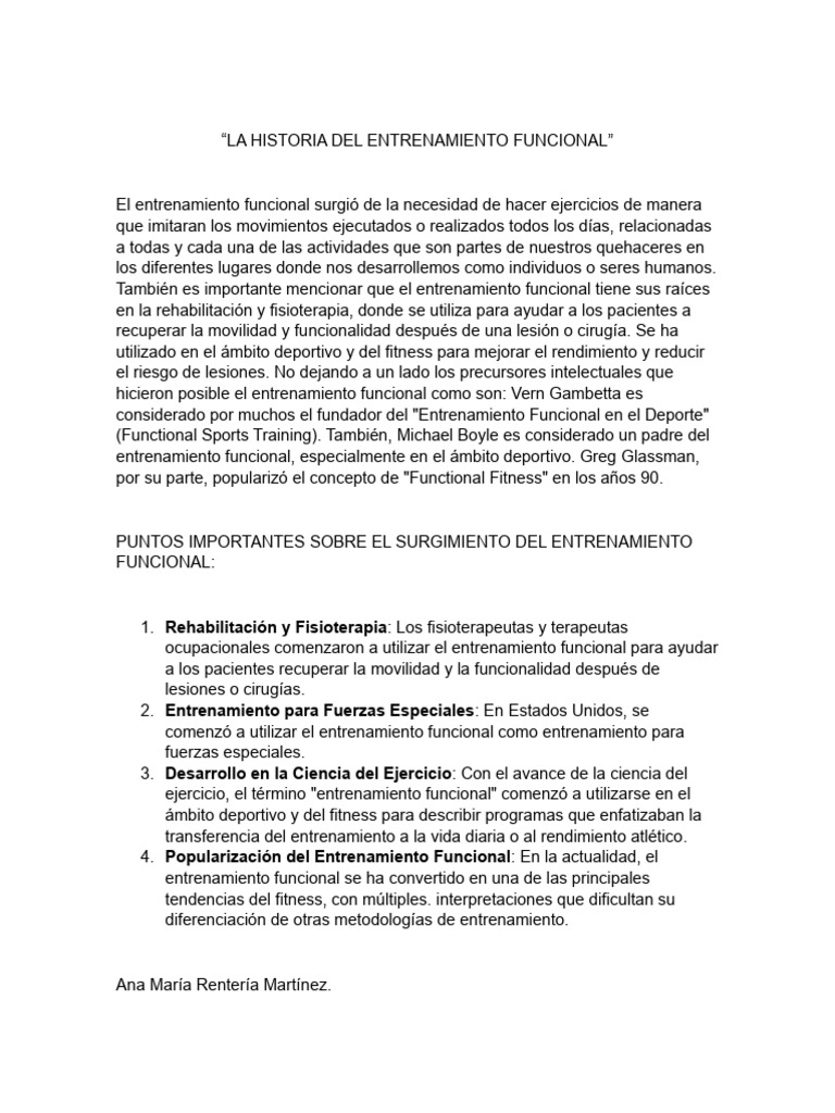 La Historia Del Entrenamiento Funcional - Ana Rentería | PDF