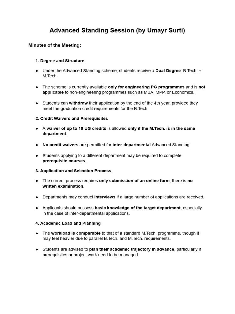 Advanced Standing Session by Umayr Surti | PDF | Master's Degree ...