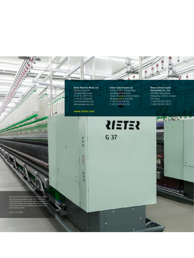 Rieter Ring Spinning Portfolio 3421 v2 95350 en (Gesleept) | PDF