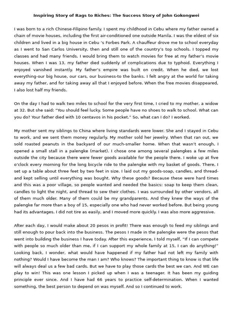 Inspiring Story of Rags To Riches PDF Low Cost Carrier