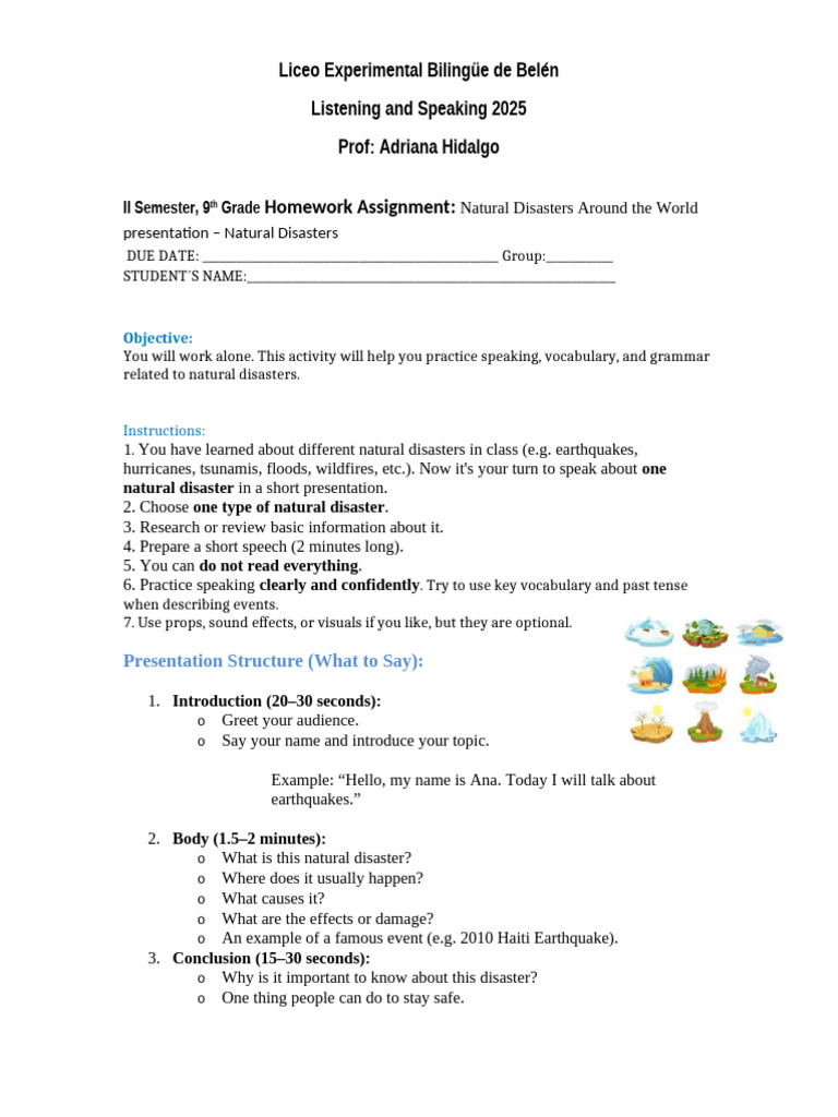 Natural Disasters Homework | PDF | Natural Disasters | Vocabulary