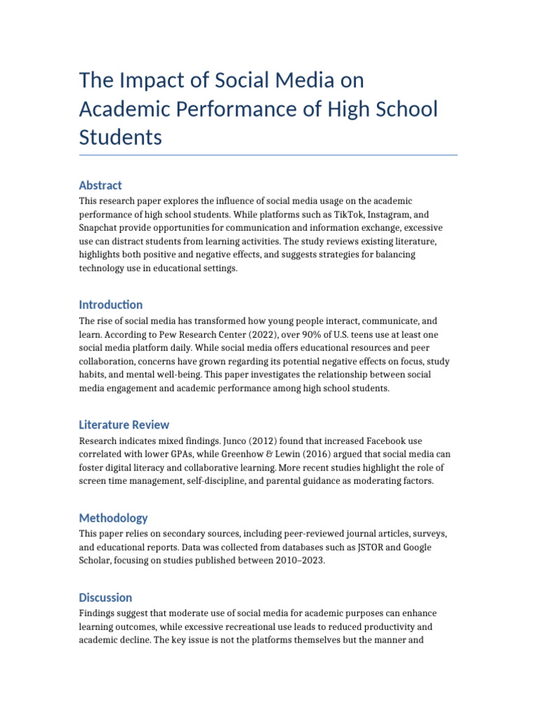 Social Media Academic Performance | PDF | Social Media | Popular ...