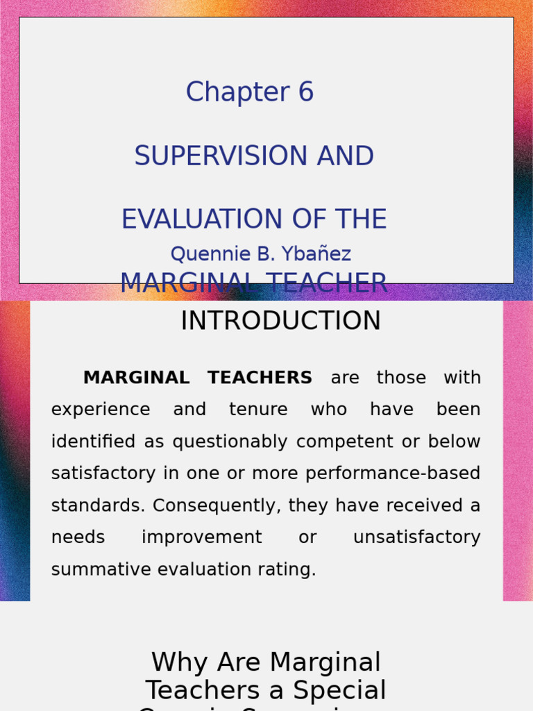 Evaluating Marginal Teacher Performance | PDF | Teachers | Evaluation