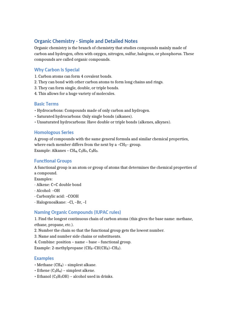 Organic Chemistry Overview and Basics | PDF