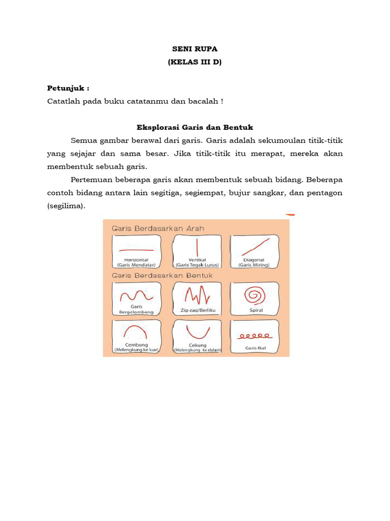 LKPD Seni Rupa Kelas 3: Garis dan Bentuk | PDF