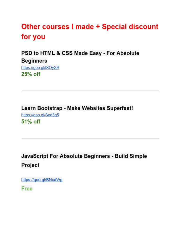Discount Courses | PDF