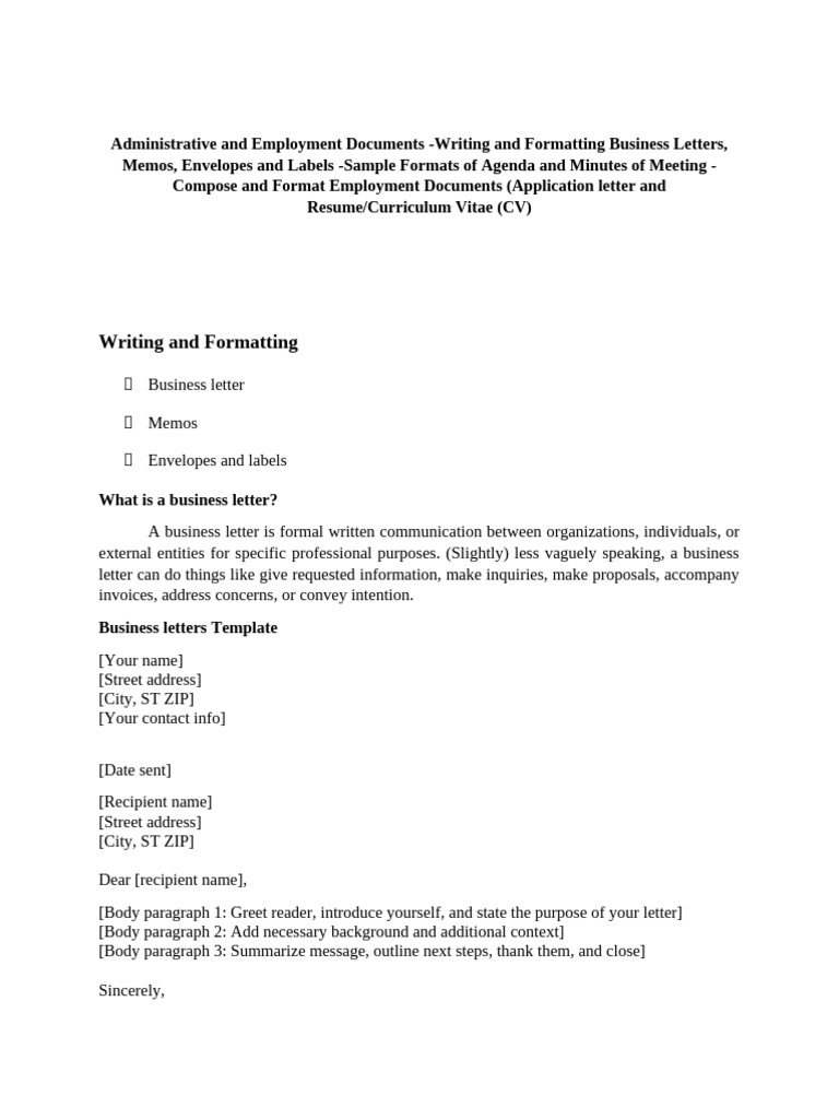 Writing and Formatting | PDF | Résumé | Memorandum