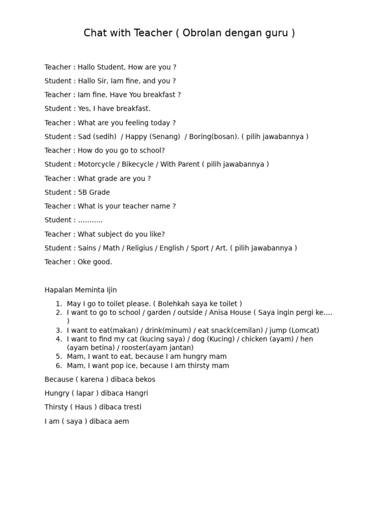 Teacher-Student Conversation Guide | PDF