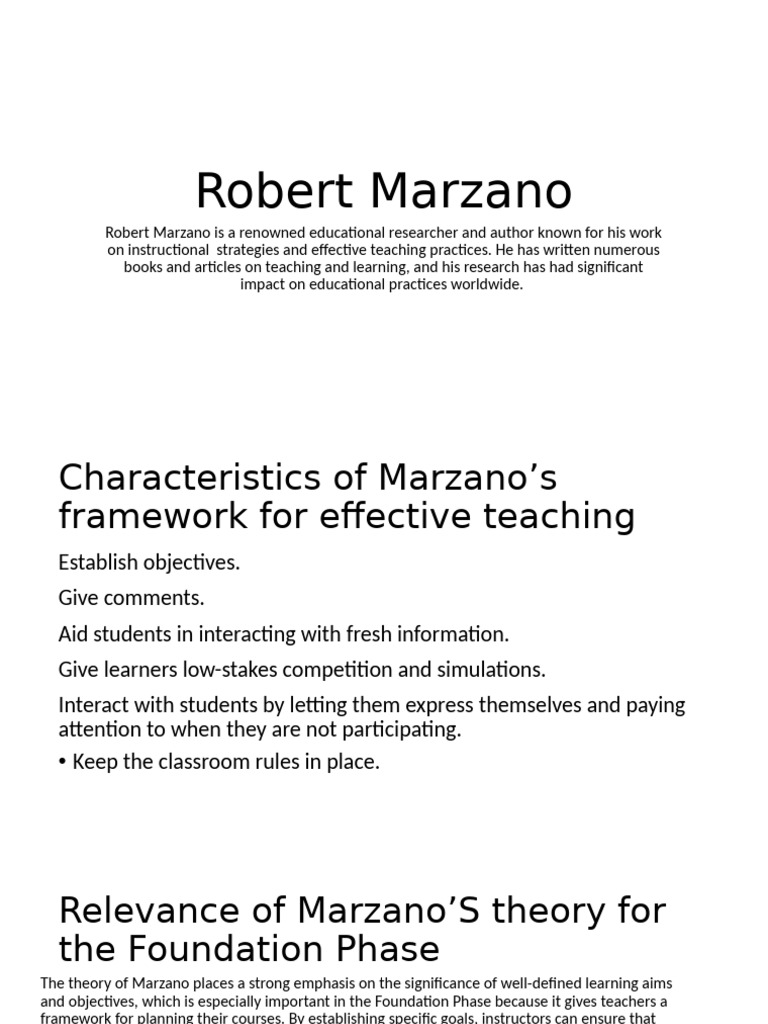 Marzano's Effective Teaching Framework | PDF