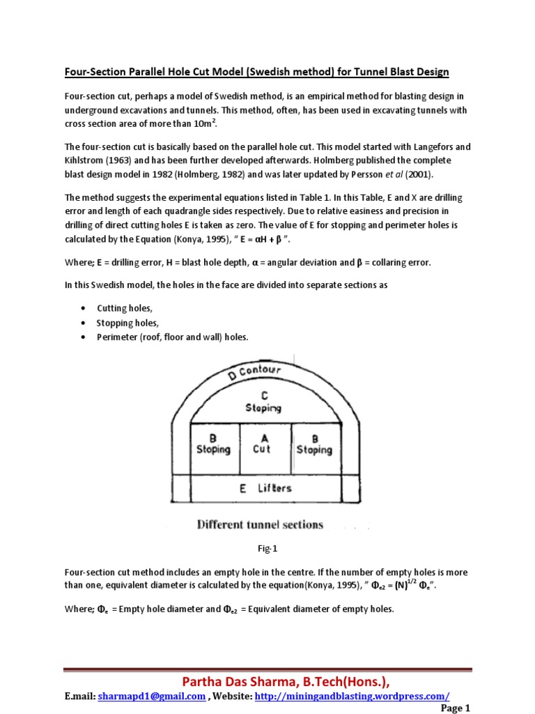 Four Section Parallel Hole Cut Model Swedish Method For Tunnel Blast ...