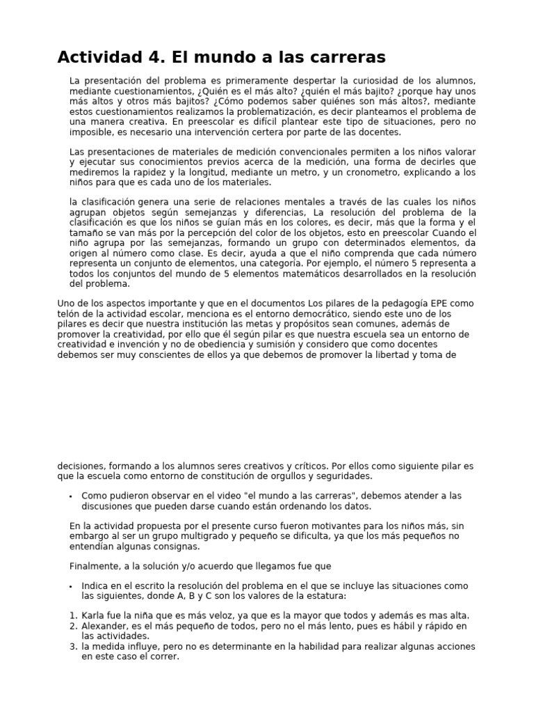 Actividad 4 | PDF | Educación de la primera infancia | Cognición