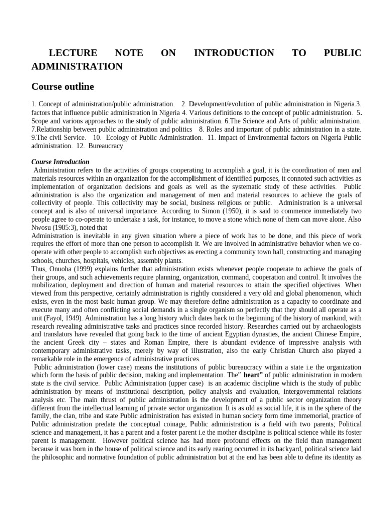 Introduction to Public Administration | PDF | Public Administration ...
