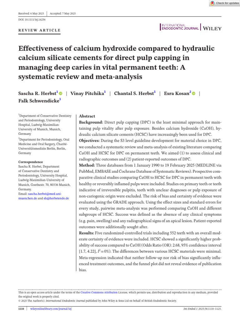 Int Endodontic J - 2025 - Herbst - Effectiveness of Calcium Hydroxide ...