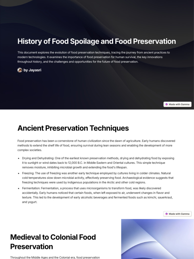 Evolution of Food Preservation Techniques | PDF | Food Preservation ...
