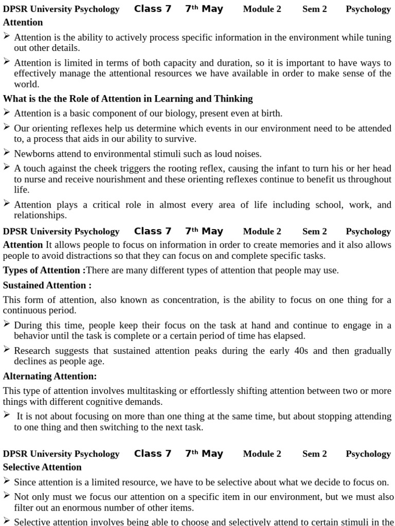 DPSR University Psychology Module 1 Sem 2 Psychology | PDF | Perception ...