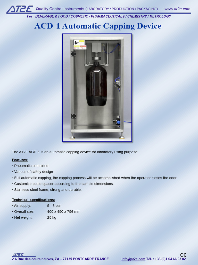 Automatic Capping Device ACD-1 Specs | PDF