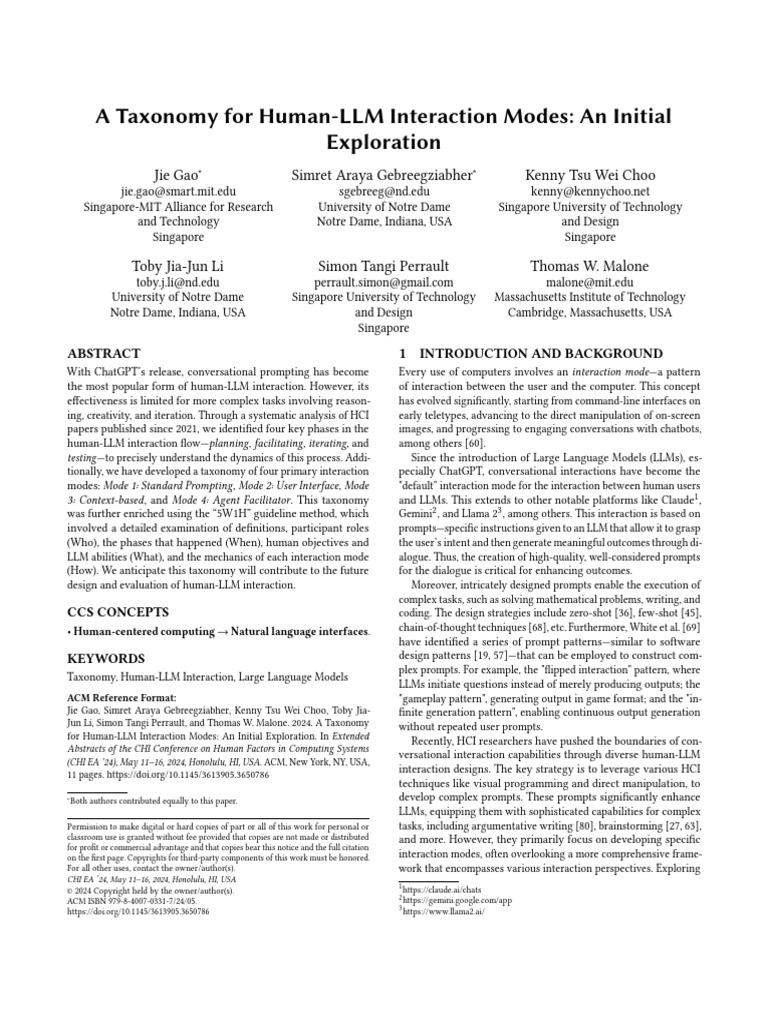 Taxonomy of Human-LLM Interaction | PDF | User Interface | Human ...