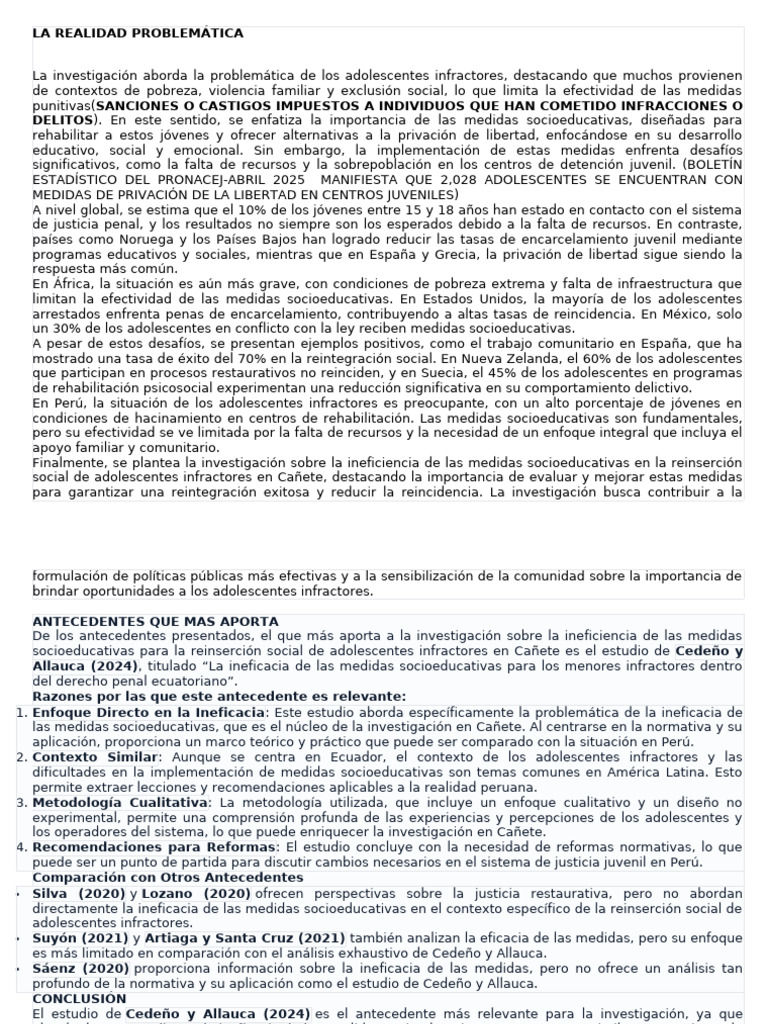 Ineficacia de Medidas Socioeducativas Juveniles | PDF | Derechos de los ...