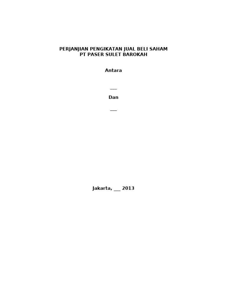 Akuisisi Saham PT Paser Sulet Barokah | PDF
