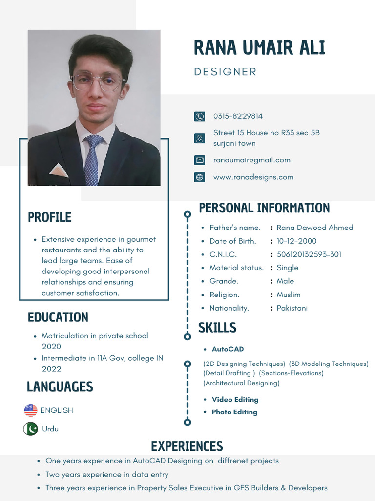 Rana Umair Ali: Designer Profile | PDF