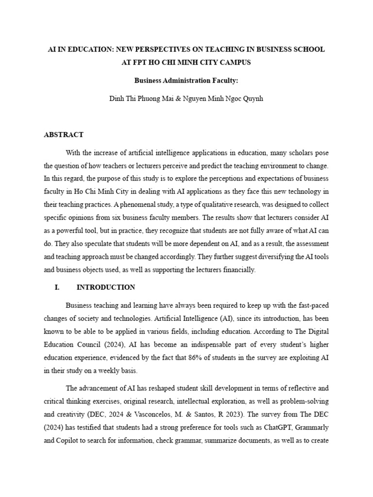 AI's Impact on Business Education in Vietnam | PDF | Artificial ...