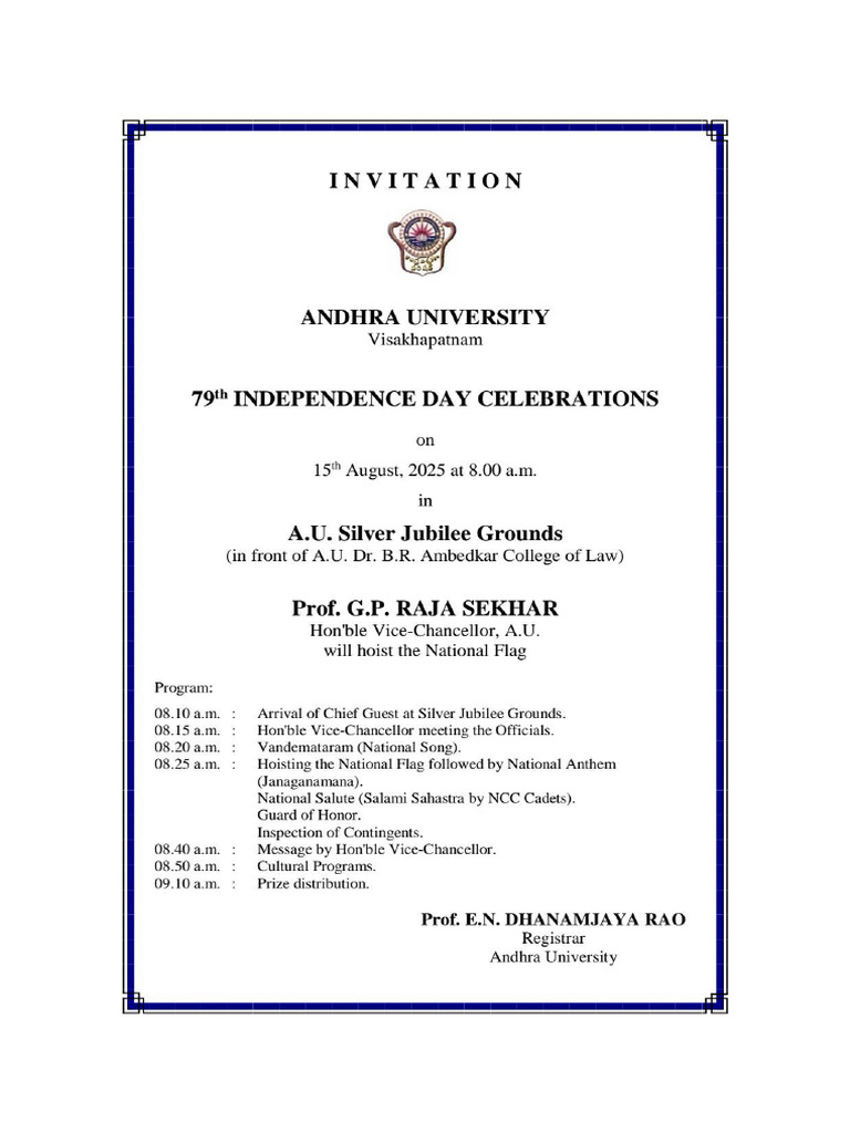 Invitation for 79th Independence Day 2025 | PDF