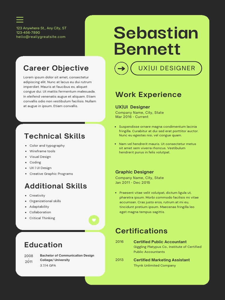 UI/UX Designer Resume Overview | PDF | Design | Communication Design