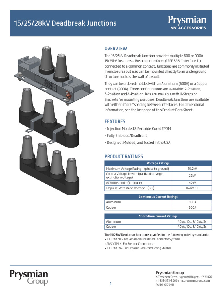 15/25kV Deadbreak Junction Overview | PDF | Power Engineering | Electronics