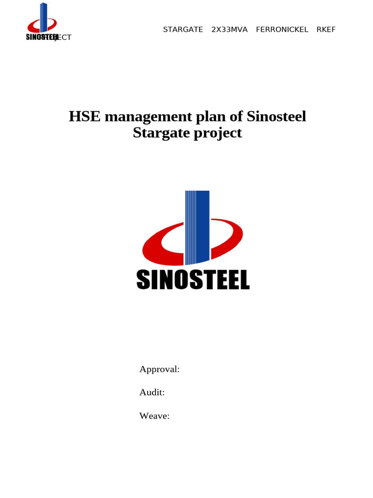 HSE Management Plan for Stargate Project | PDF | Safety | Risk