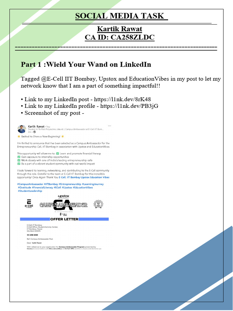 Social Media Task CA Kartik Rawat | PDF