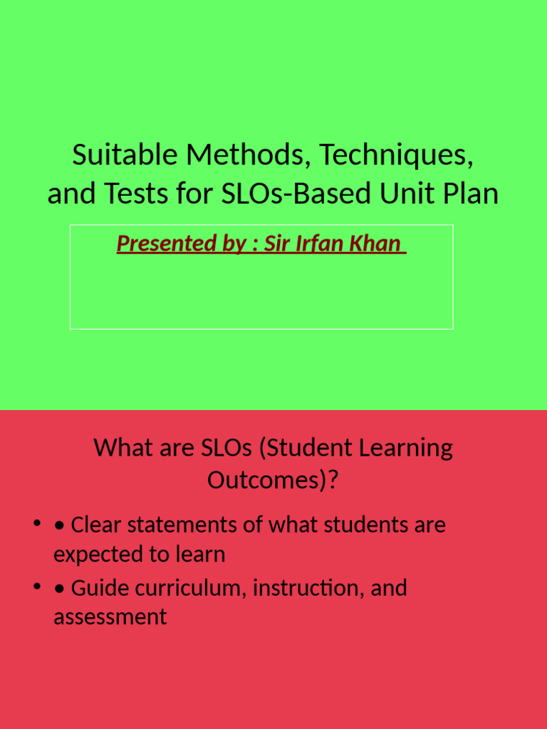 SLOs-Based Unit Planning Strategies | PDF | Educational Assessment ...