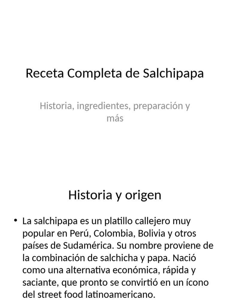 Receta Salchipapa Presentacion | PDF, image size:768x1024