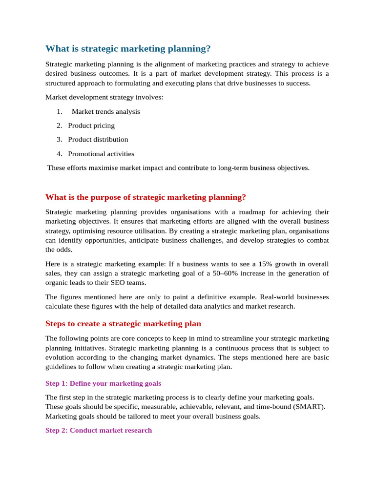 What Is Strategic Marketing Planning | PDF | Marketing | Marketing Strategy