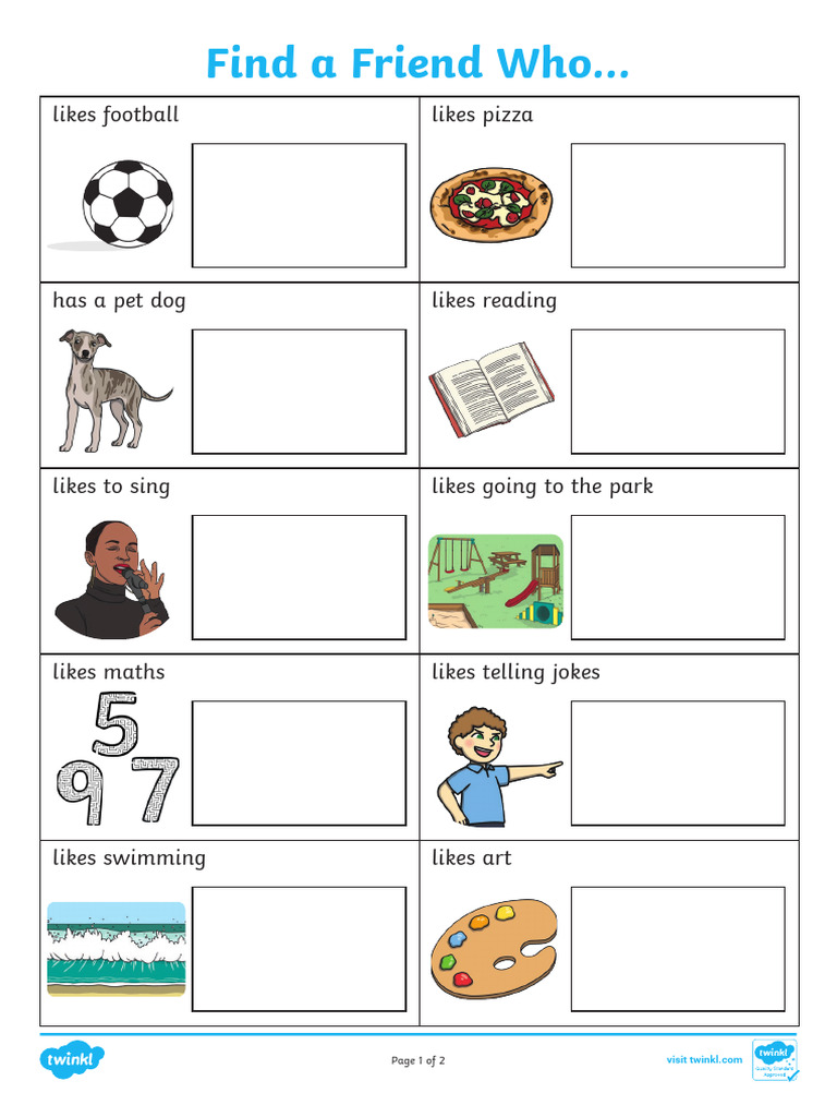 Find a Friend Activity Sheet | PDF