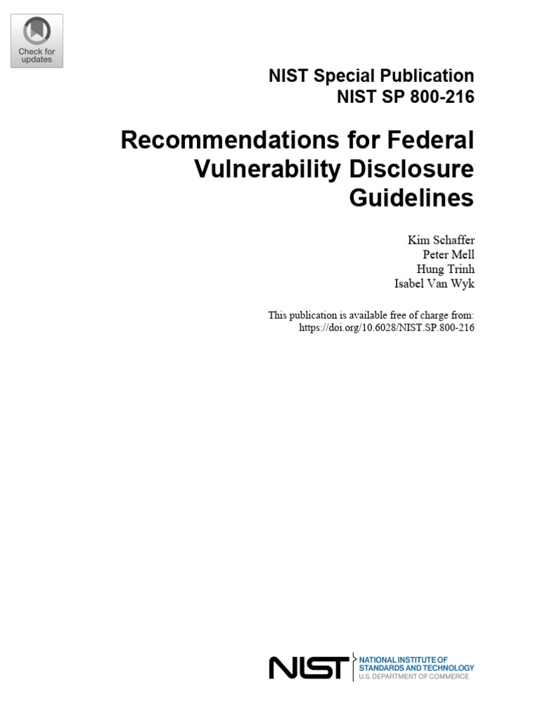 Federal Vulnerability Disclosure Guidelines | PDF | National Institute ...