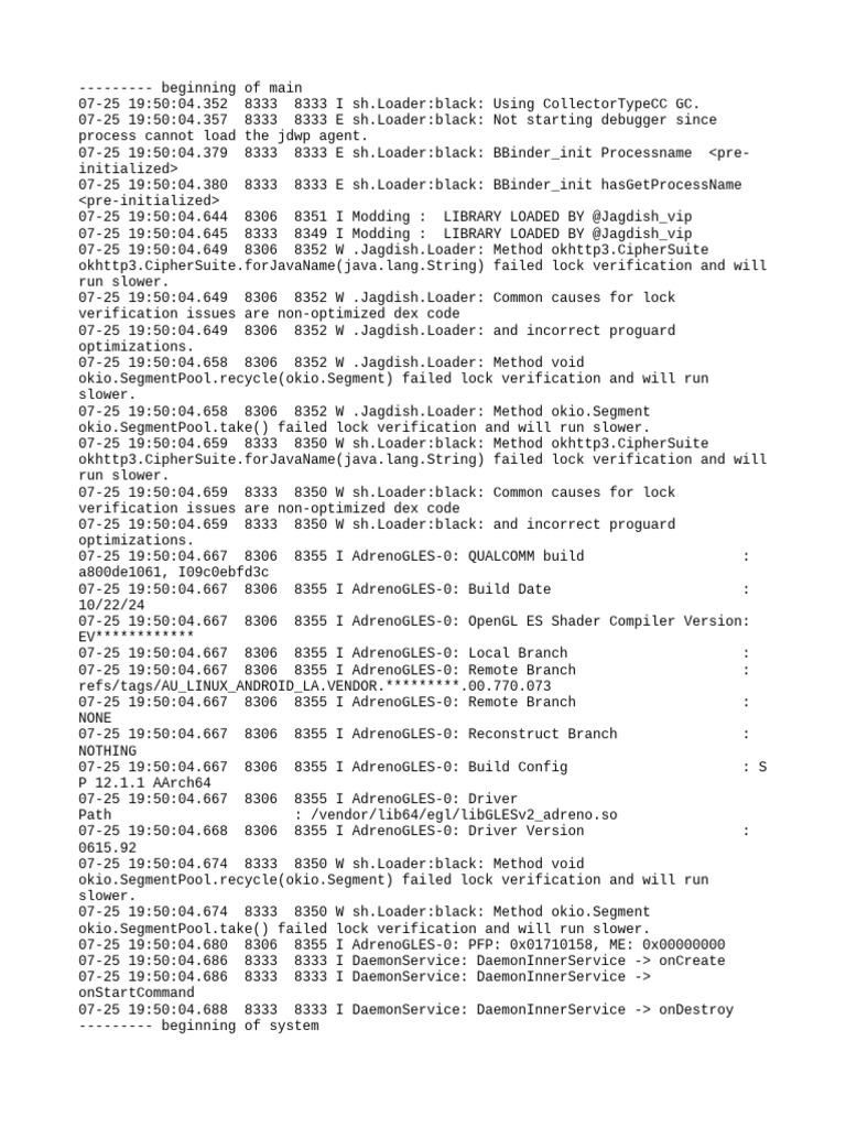 Com - Jagdish.loader Logcat | PDF | Operating System Technology ...