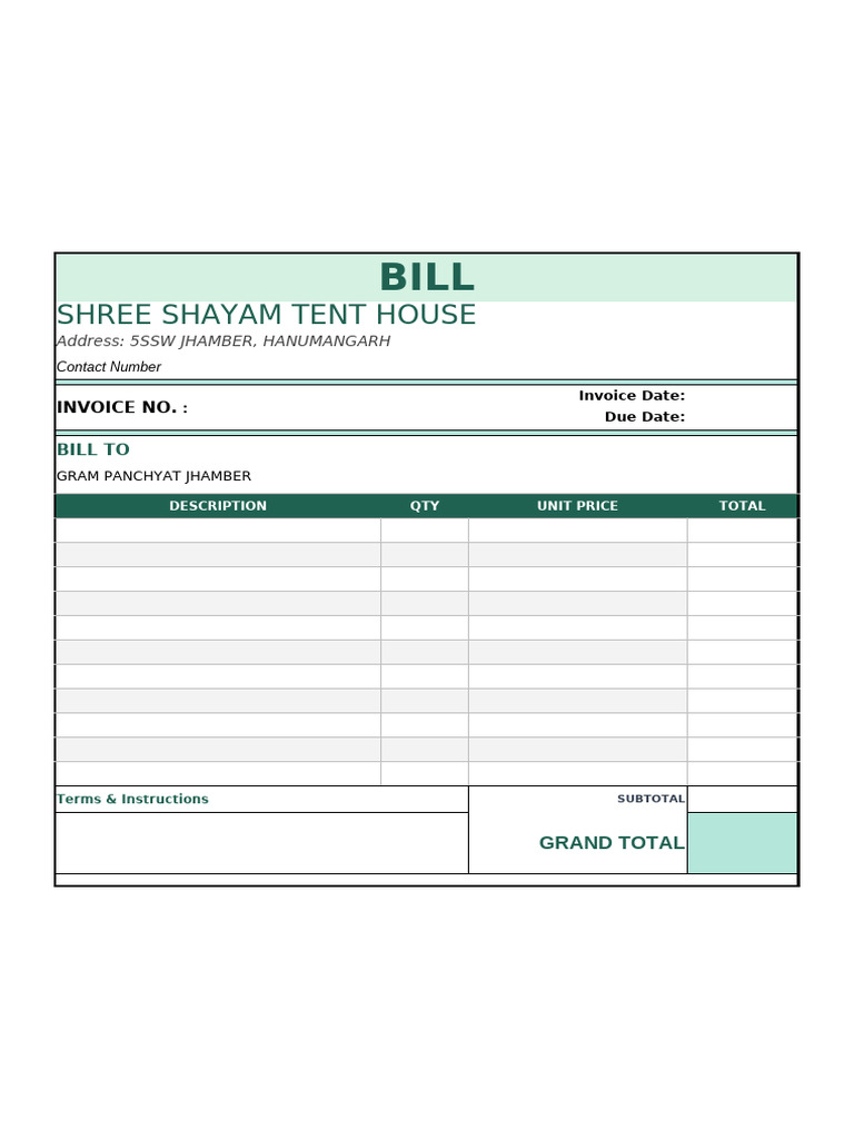 Invoice Format in Excel 16 | PDF