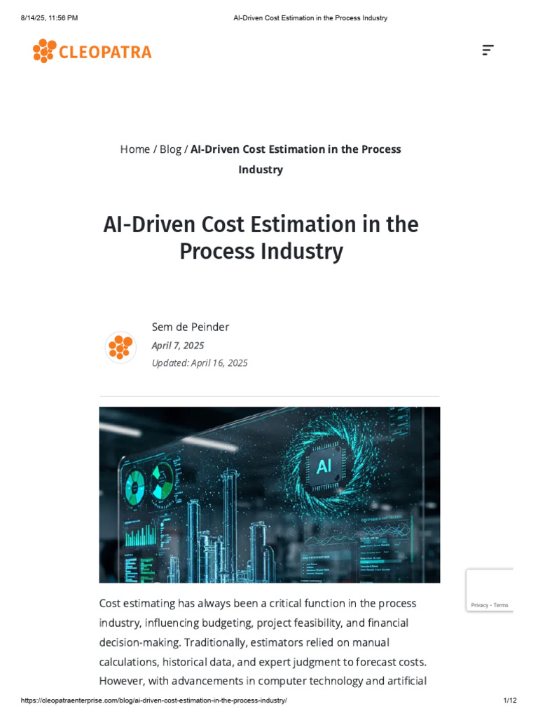 AI-Driven Cost Estimation in The Process Industry | PDF | Artificial ...