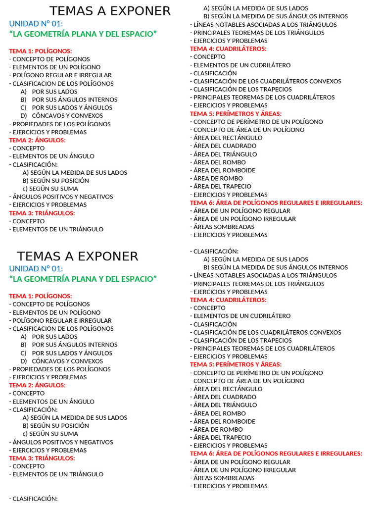 Temas A Exponer - 1 | PDF | Triángulo | Ángulo