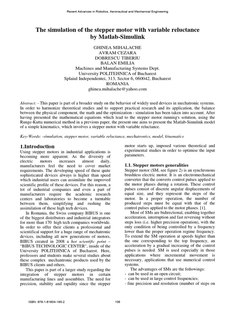 Stepper Motor Simulation in Matlab-Simulink | PDF | Electric Motor ...
