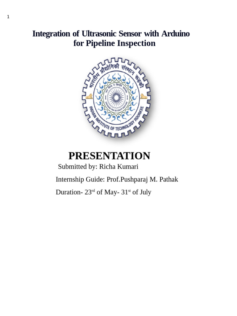 Ultrasonic Sensor Arduino Pipeline Inspection | PDF | Sensor | Arduino