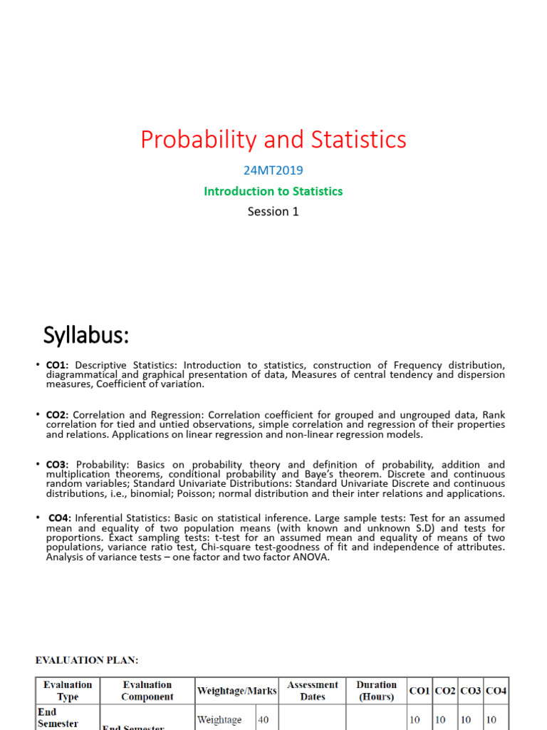Statistics and Probability Syllabus Overview | PDF | Statistics ...