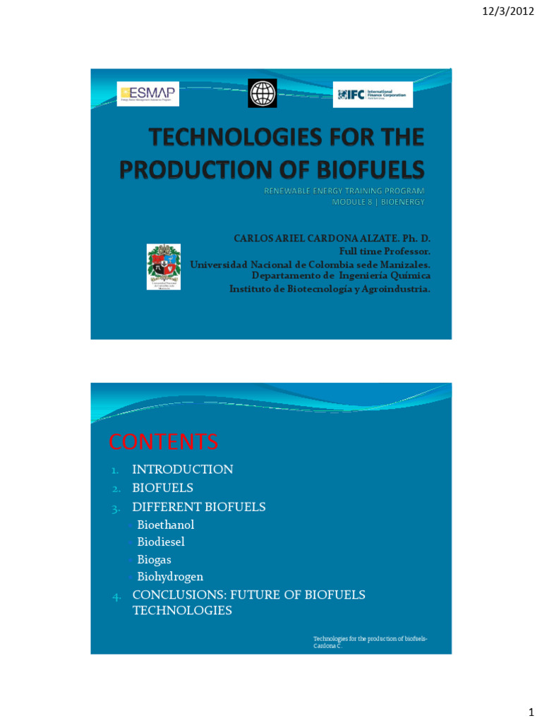 Biofuels: Production Technologies Overview | PDF | Biofuel | Biodiesel