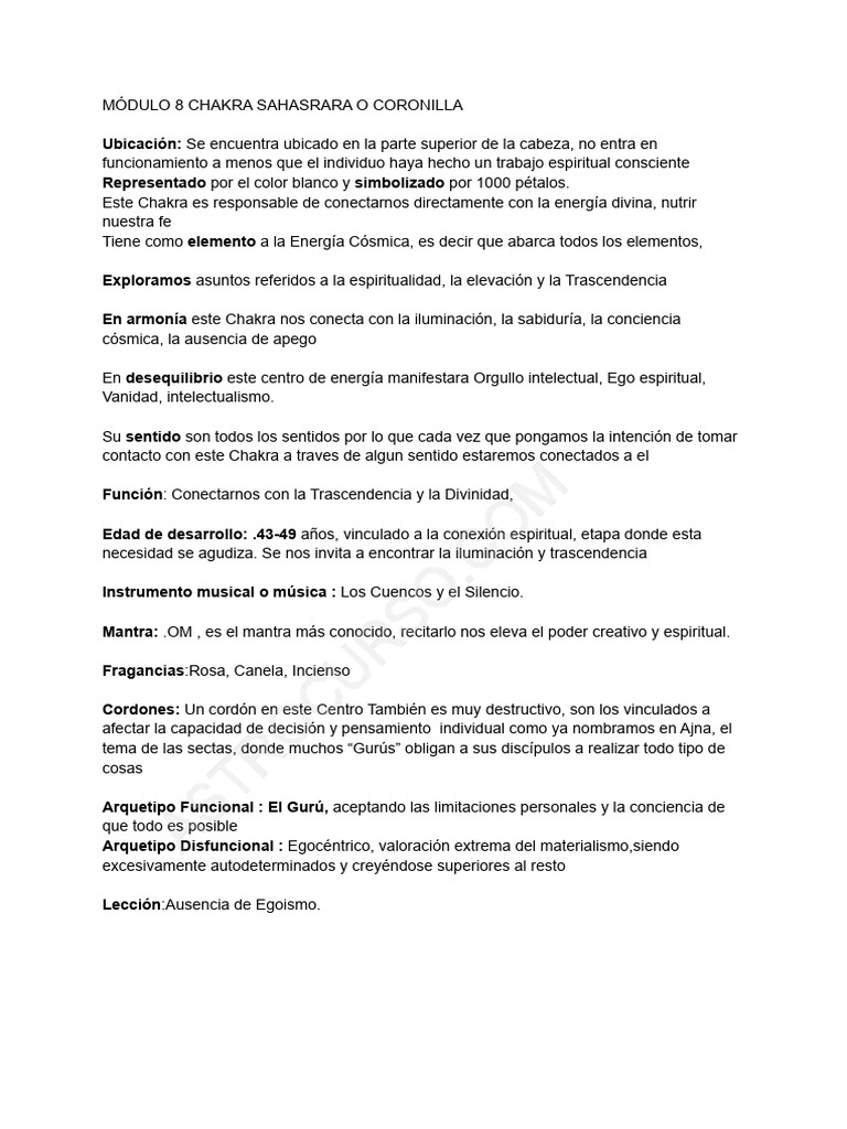 Modulo+8 Chakra+Sahasrara+o+Coronilla WM | PDF | Gurú | Bailes