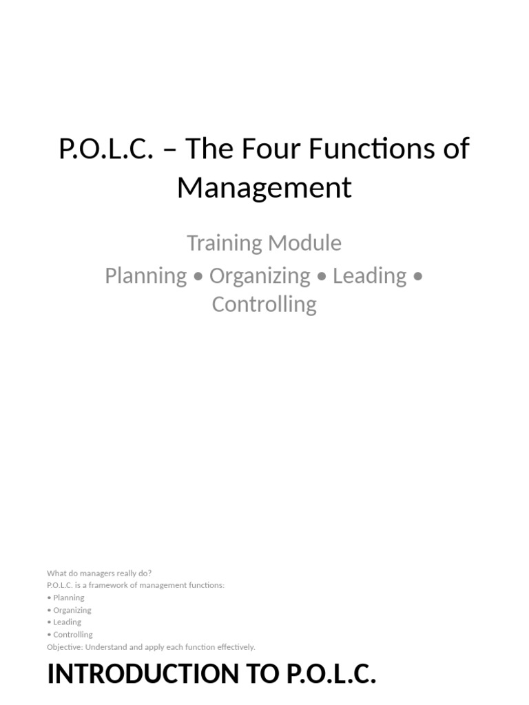 POLC Management Training Module | PDF