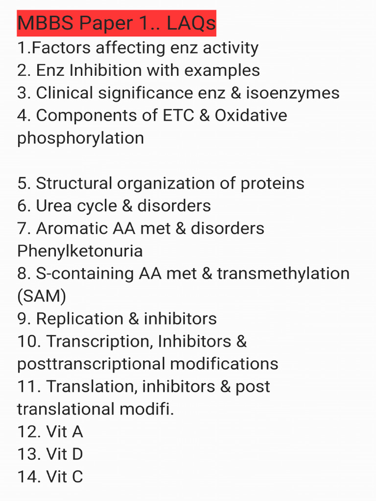 Biochem Imp Qs | PDF