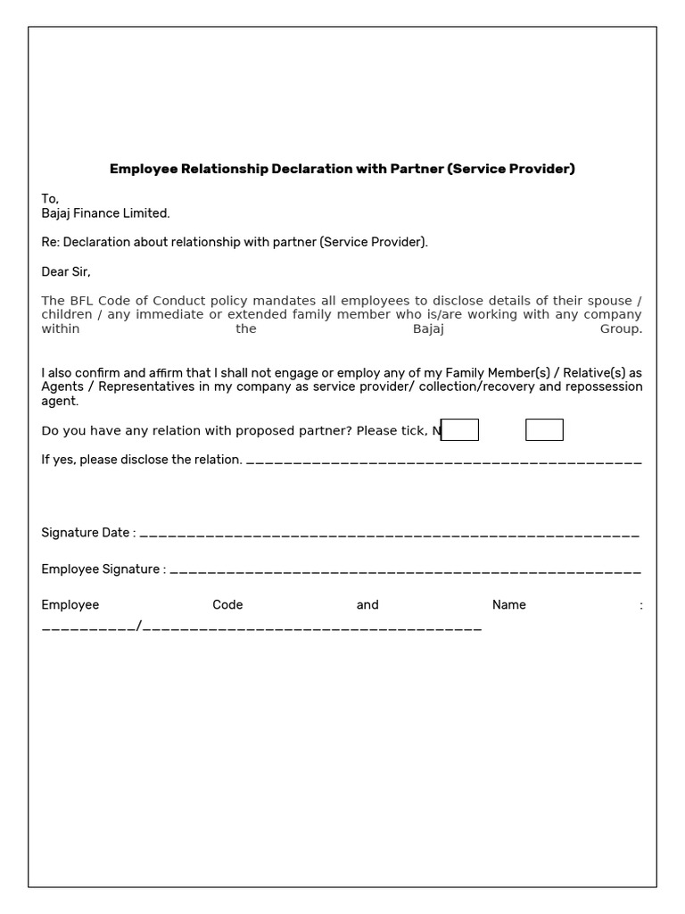 Employee Relationship Declaration Form | PDF