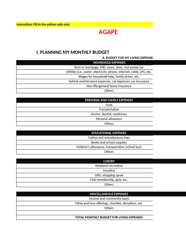 Monthly Budget and Financial Planning Guide | PDF | Expense | Budget